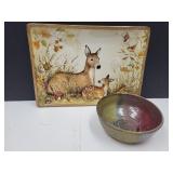 14"L Susan Wingate Pine Forest Patter& Signed Bowl