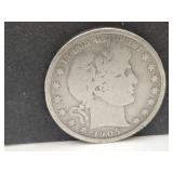 1905 S Silver Barber Half Dollar Coin
