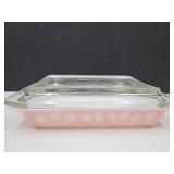 Vintage Pink Pyrex Glass  Dish with Lid #548