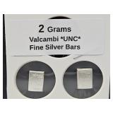 Two 1 Gram Valcambi Silver Bars