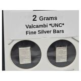 Two 1 Gram Valcambri Silver Bars
