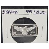 5 Gram Silver Eagle Bar