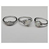 New Silver Plated Opal Rings Sz 8