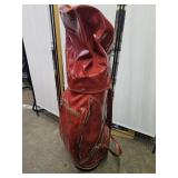 Vintage Red Leather AMT Cart Bag  Working Zippers