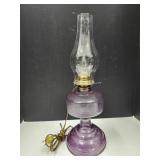 Purple Glass Electrified Oil Lamp 19"H