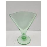 Green Art Glass Vase 7.5"H -Not Uranium