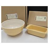 NIB Longaberger Pottery 8" Bowl & Sm Loaf Pan