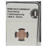 1938 A WWII Germany (1pf) Bronze Coin