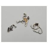 925 Silver Pendants, Flamingo, Mermaid & Elephant