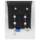 10KG Over Silver Pearl Earrings