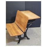 Primitive School Desk W Cast Iron Base