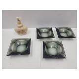 4 VTG Ashtrays 5 3/4"W,& Avon Soap Dispenser