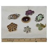 Beautiful Costume Brooches: Snowflake & Flowers