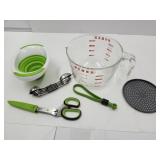 8 C Pyrex Measurer, Ball Scissors,+
