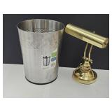 Adjustable Desk Lamp & Metal Trash Can