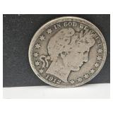 1912 S Silver Barber Half Dollar Coin