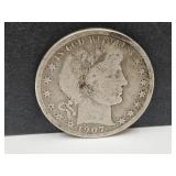 1907 O Silver Barber Half Dollar Coin
