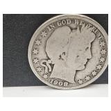 1908 O Silver Barber Half Dollar Coin