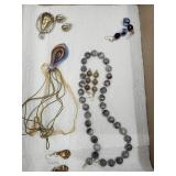 Costume Jewelry Lot- Glass Necklace w Earrings, +