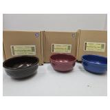 3 NIB Longaberger Pottery Bowls 5" W