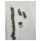 925 Silver Adj Ring, Matching Earrings & Bracelet