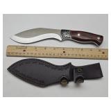 New 10" Wood Handle Knife w Sheath