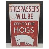 New Hogs Metal Sign 8" x 12"