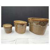 3 Oblong Pottery Planters up to 12"W