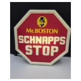 Mr. Boston Schnapps Stop Lighted ADV Sign 18" W
