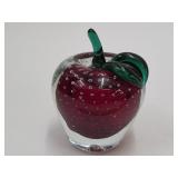 Apple Glass Paperweight Unmarked