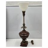 VTG Stiffel Pecan Wood + Brass Table Lamp 35" H
