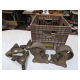 2 Steel Casters, 3 Stove Movers & Bordens Crate