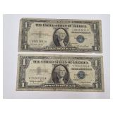 1957 B & 1935 E Blue Seal $1 Notes