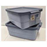 2 Blue Rubbermaid Storage Totes 15 Gal