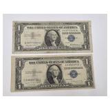 1957 & 1935 G ( Off Center) Blue Seal $1 Note