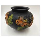 Black Tiffin Glass  Vase with Corolene