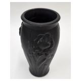 Black Tiffin Glass Vase 6 3/4" high