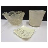 Art Glass White & Cream LOT of 3