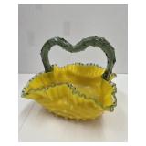 Antique Stevens&Williams Yellow Thorn Glass Bask