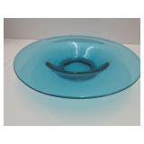 Large  VIKING ? Glass Bluenique Shallow 12" Bowl