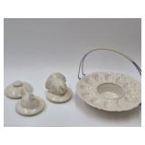 Speckled Deviled Egg Ceramic Plate w Turkey Lids