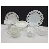 Milk Glass Lot Of 8 Various Pieces (Stain Bowl)