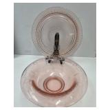 Anchor Hocking Pink Depression Platter & Bowl