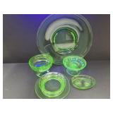 5 Uranium Glass Serving Dishes