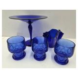 Cobalt Blue Glass Lot Of 5