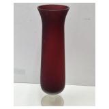 Satin Red Art Glass Vase 13" H