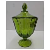 L.E. Smith Green Simplicity Pedastal Candy Dish
