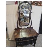 Antique 2 Drawer Chest Dresser w Mirror 36 x28"h
