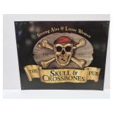 Metal Skull & Crossbones Sign 15" L