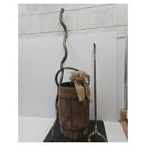 Primitive Nail Keg, Walking Stick, Fireplace Tool